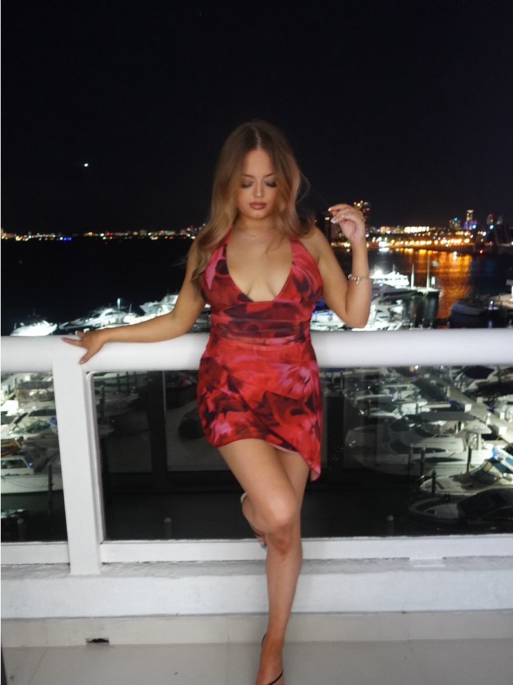 Windsor Red Floral Satin Mini Dress